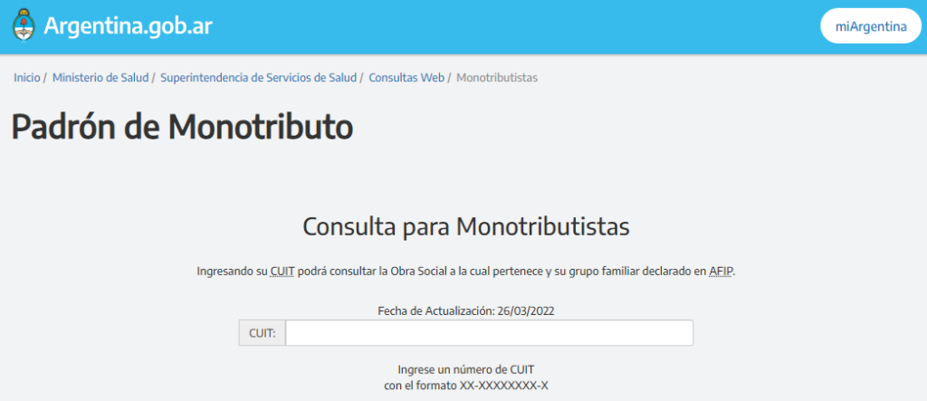 Consulta de Monotributistas